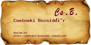 Csetneki Bozsidár névjegykártya